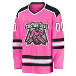 Personalized Pink Black White Hockey Jersey - Custom Team Apparel Custom Pink White-Black Hockey Jersey