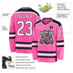Personalized Pink Black White Hockey Jersey - Custom Team Apparel Custom Pink White-Black Hockey Jersey