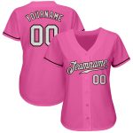 Authentic Custom Pink White Brown Baseball Jersey for Men and Women Custom Pink White-Brown Authentic Baseball Jersey