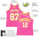 Custom Pink White-Gold Authentic Basketball Jersey for Throwback Fans Custom Pink White-Gold Authentic Throwback Basketball
