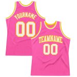 Custom Pink White-Gold Authentic Basketball Jersey for Throwback Fans Custom Pink White-Gold Authentic Throwback Basketball