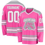 Personalized Pink White Gray Hockey Jersey for Custom Team Wear Custom Pink White-Gray Hockey Jersey