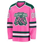 Custom Pink White Green Hockey Jersey - Personalized Sports Apparel for Team and Fan Engagement Custom Pink White-Green Hockey