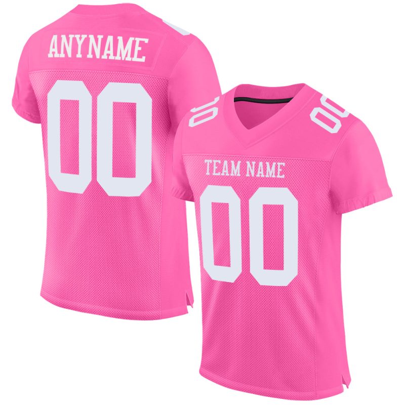 Custom pink and white mesh football jersey