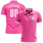 Custom Golf Polo Shirt - Performance Pink White Design for Men and Women Custom Pink White Performance Golf Polo Shirt
