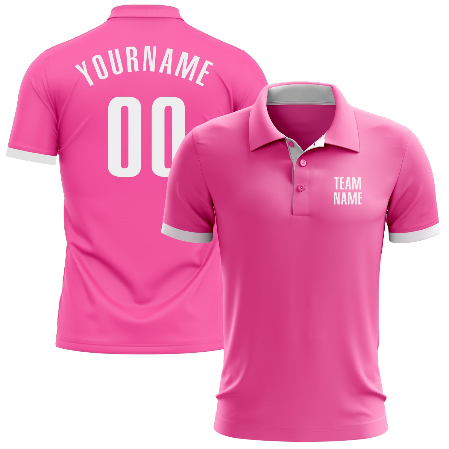 Custom Golf Polo Shirt - Performance Pink White Design for Men and Women Custom Pink White Performance Golf Polo Shirt