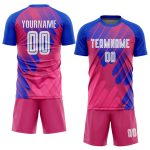Custom Sublimation Soccer Jersey Pink White-Royal Third Design Custom Pink White-Royal Third Sublimation Soccer Uniform Jersey