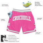 Authentic Custom Basketball Shorts in Pink White Silver Gray - Throwback Style Custom Pink White-Silver Gray Authentic Throwback