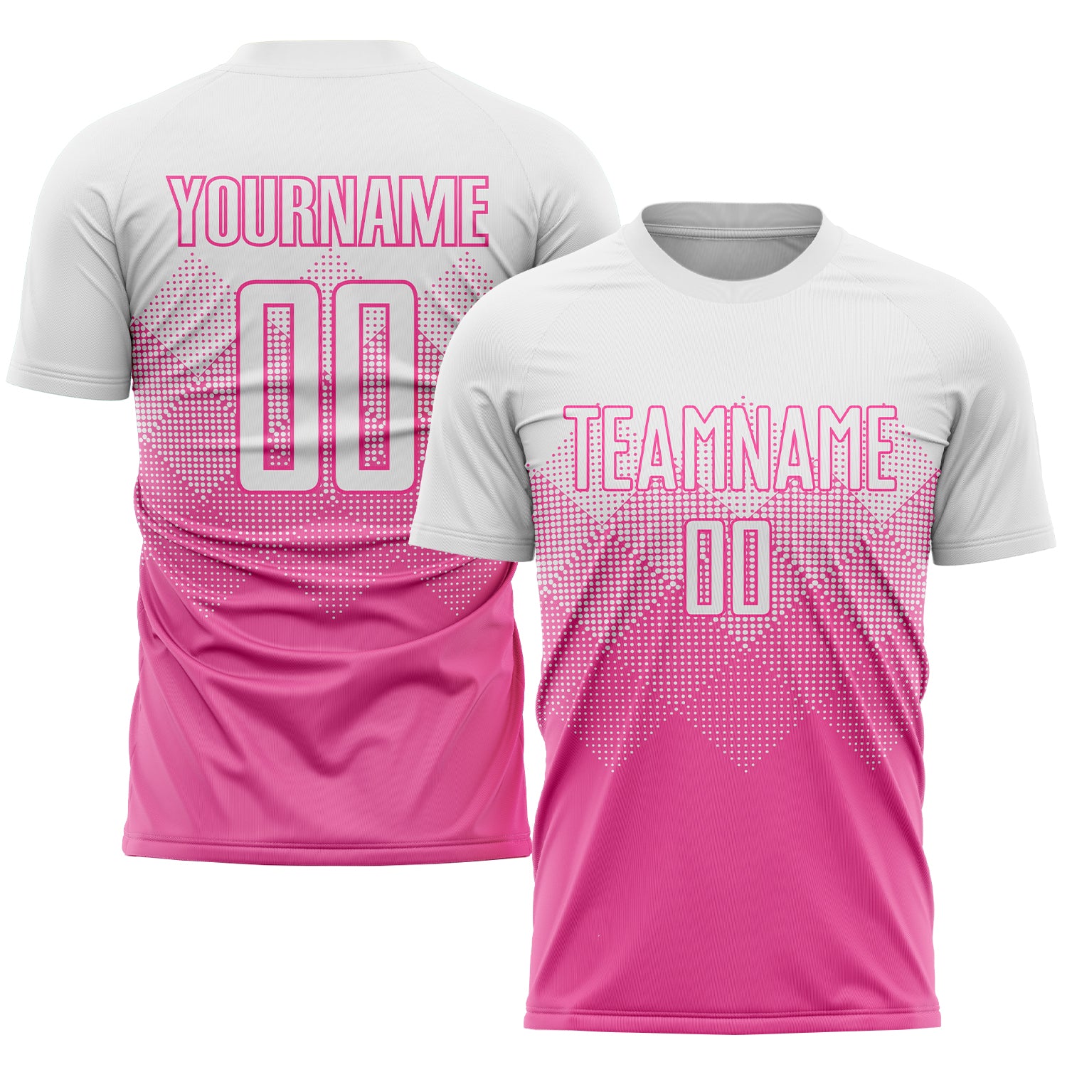 Custom Pink White Soccer Jersey, Personalized Sublimation Uniform for Teams Custom Pink White Sublimation Soccer Uniform