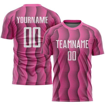 Custom Pink White Sublimation Soccer Jersey for Kids and Adults - Style 8018 Custom Pink White Sublimation Soccer Uniform
