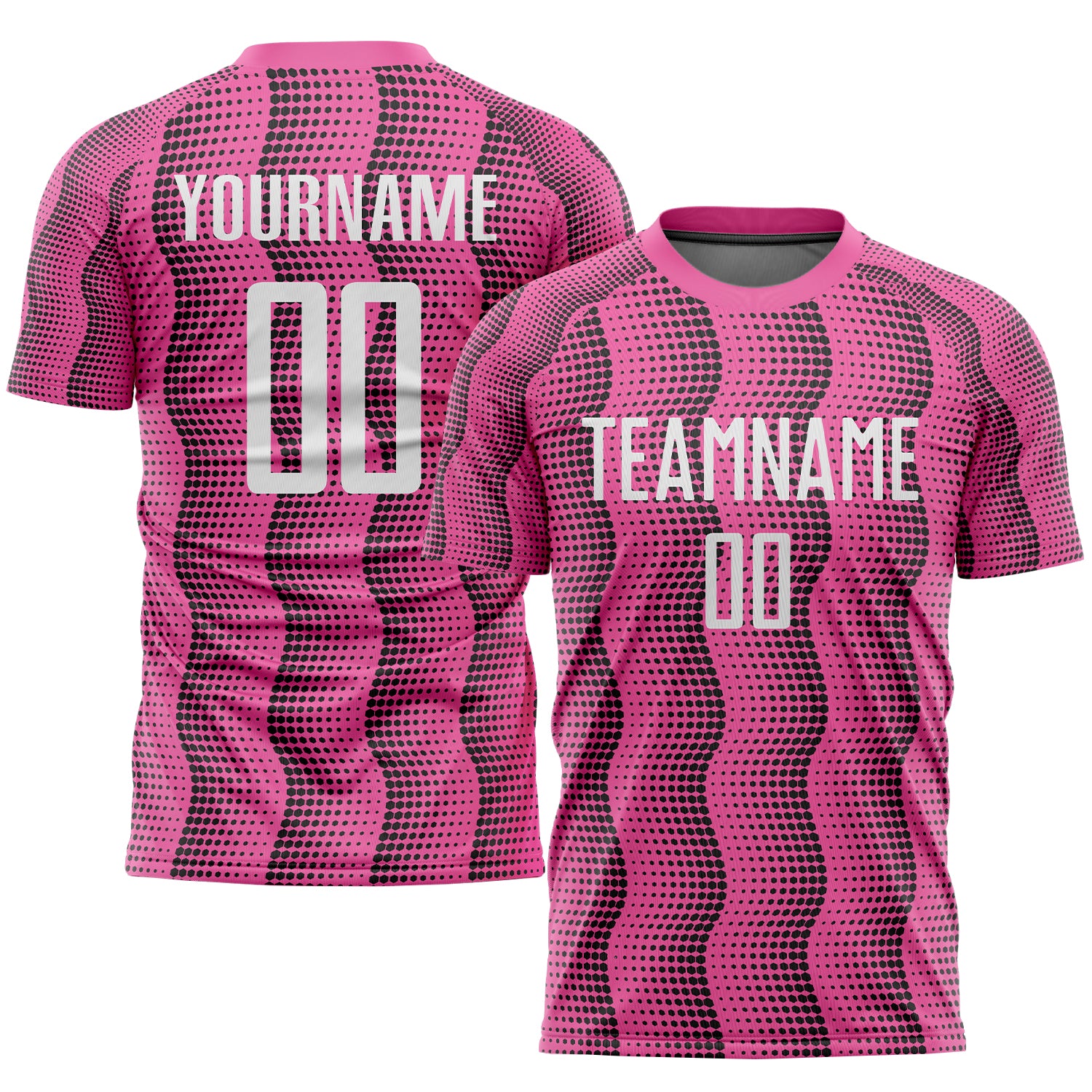 Custom Pink White Sublimation Soccer Jersey for Kids and Adults - Style 8018 Custom Pink White Sublimation Soccer Uniform