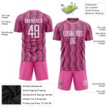 Custom Pink White Sublimation Soccer Jersey for Kids and Adults - Style 8018 Custom Pink White Sublimation Soccer Uniform