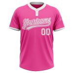 Custom Softball Jersey Pink White Unisex Two-Button Design for Comfort Custom Pink White Two-Button Unisex Softball Jersey