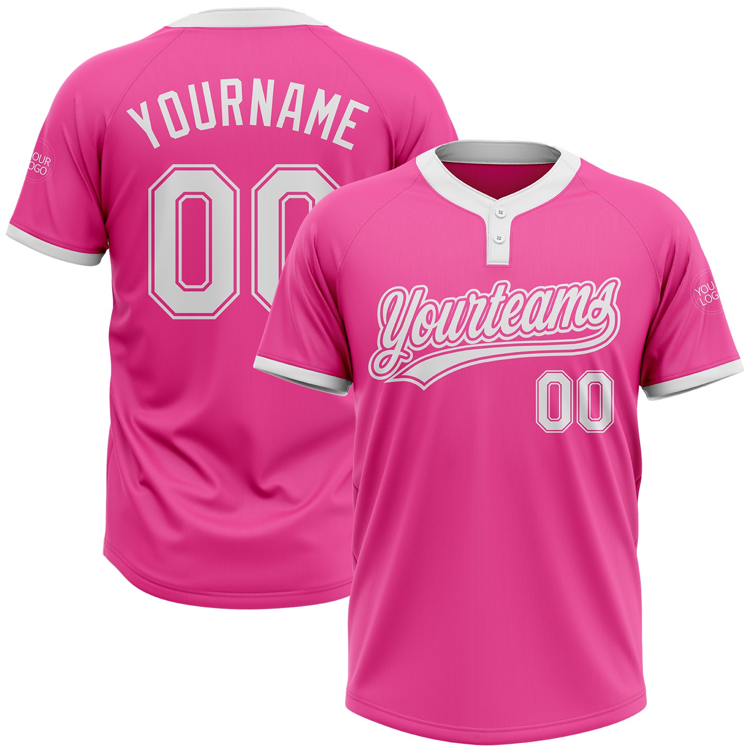 Custom Softball Jersey Pink White Unisex Two-Button Design for Comfort Custom Pink White Two-Button Unisex Softball Jersey