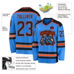 Custom Hockey Jersey - Powder Blue with Black and Orange Trim Custom Powder Blue Black-Orange Hockey Jersey