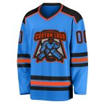 Custom Hockey Jersey - Powder Blue with Black and Orange Trim Custom Powder Blue Black-Orange Hockey Jersey