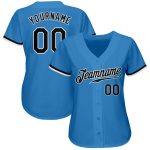 Custom Powder Blue Black and White Authentic Baseball Jersey for Men Custom Powder Blue Black-White Authentic Baseball Jersey