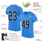 Custom Powder Blue Black White Mesh Football Jersey - Authentic Sports Apparel Custom Powder Blue Black-White Mesh Authentic