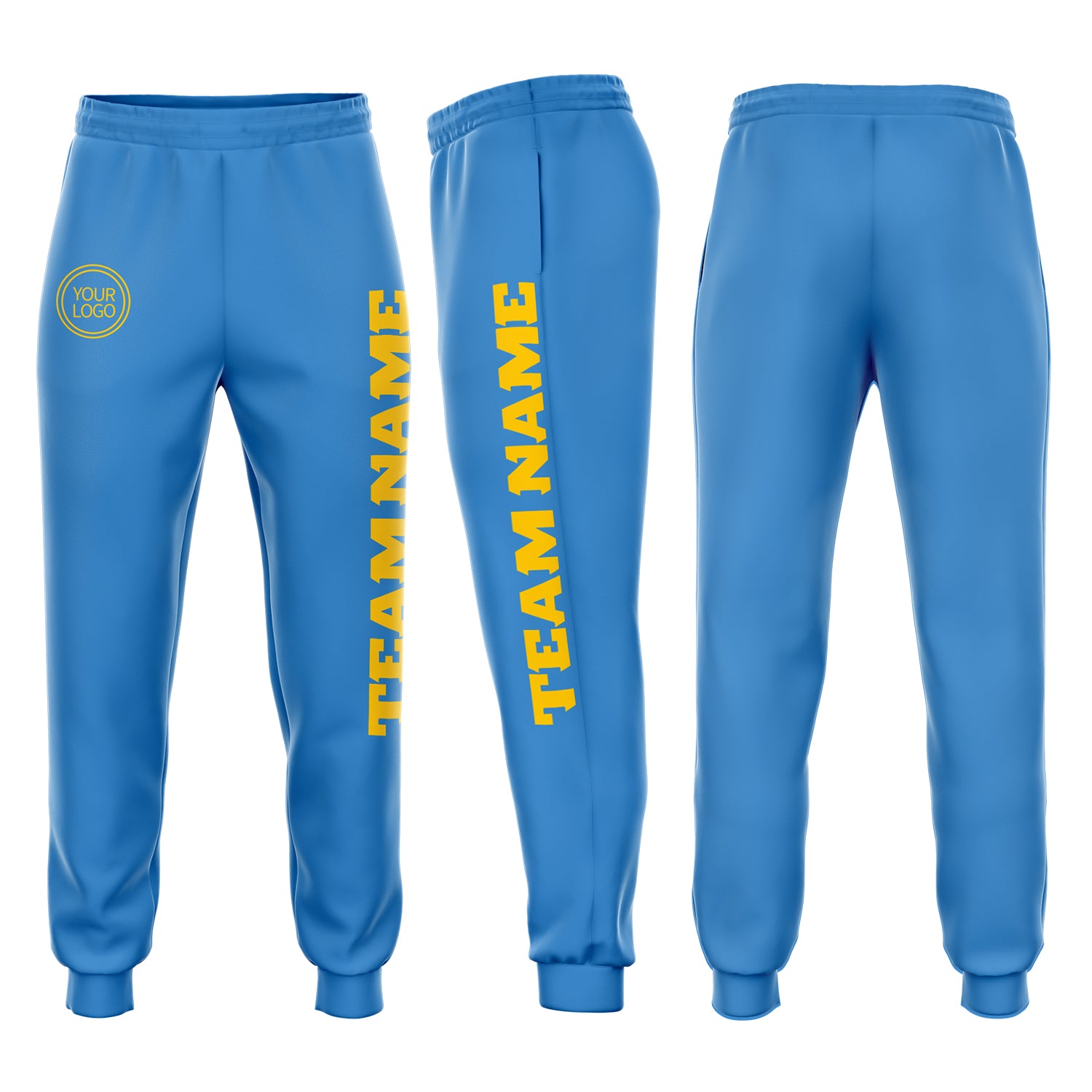 powder blue gold fleece joggers for men and women - custom sweatpants Custom Powder Blue Gold Fleece Jogger Sweatpants