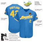 Custom Powder Blue Baseball Jersey with Gold and White Accents - Authentic Design Custom Powder Blue Gold-White Authentic