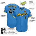 Custom Powder Blue Baseball Jersey - Authentic Navy Gold-White Design Custom Powder Blue Navy Gold-White Authentic Baseball