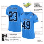 Custom Powder Blue Navy White Authentic Football Jersey for Men Custom Powder Blue Navy-White Mesh Authentic Football Jersey