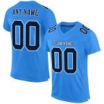 Custom Powder Blue Navy White Authentic Football Jersey for Men Custom Powder Blue Navy-White Mesh Authentic Football Jersey
