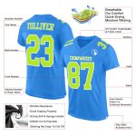Custom Powder Blue Neon Green White Authentic Football Jersey Mesh Custom Powder Blue Neon Green-White Mesh Authentic Football