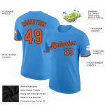 Custom Powder Blue Performance T-Shirt - Orange and Black Design for Men Custom Powder Blue Orange-Black Performance T-Shirt