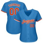 Authentic Custom Powder Blue Orange White Baseball Jersey for Men Custom Powder Blue Orange-White Authentic Baseball Jersey
