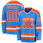 Custom Powder Blue Hockey Jersey with Orange-White Trim - Personalized Sports Apparel Custom Powder Blue Orange-White Hockey