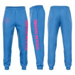 Powder Blue Pink Fleece Joggers for Women - Custom Comfortable Sweatpants Custom Powder Blue Pink Fleece Jogger Sweatpants
