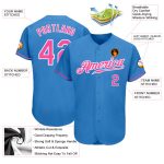 Custom Authentic Baseball Jersey in Powder Blue and Pink-White Custom Powder Blue Pink-White Authentic Baseball Jersey