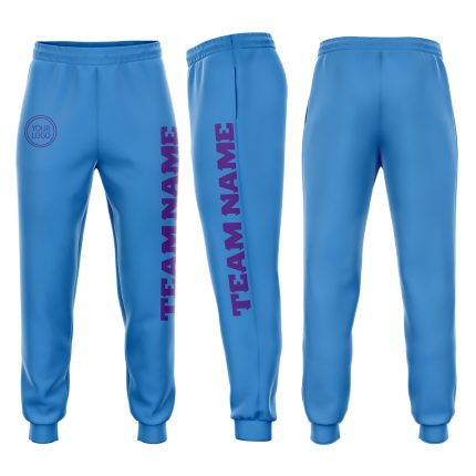 Powder Blue Purple Fleece Jogger Pants for Men and Women - Custom Sweatpants Custom Powder Blue Purple Fleece Jogger Sweatpants