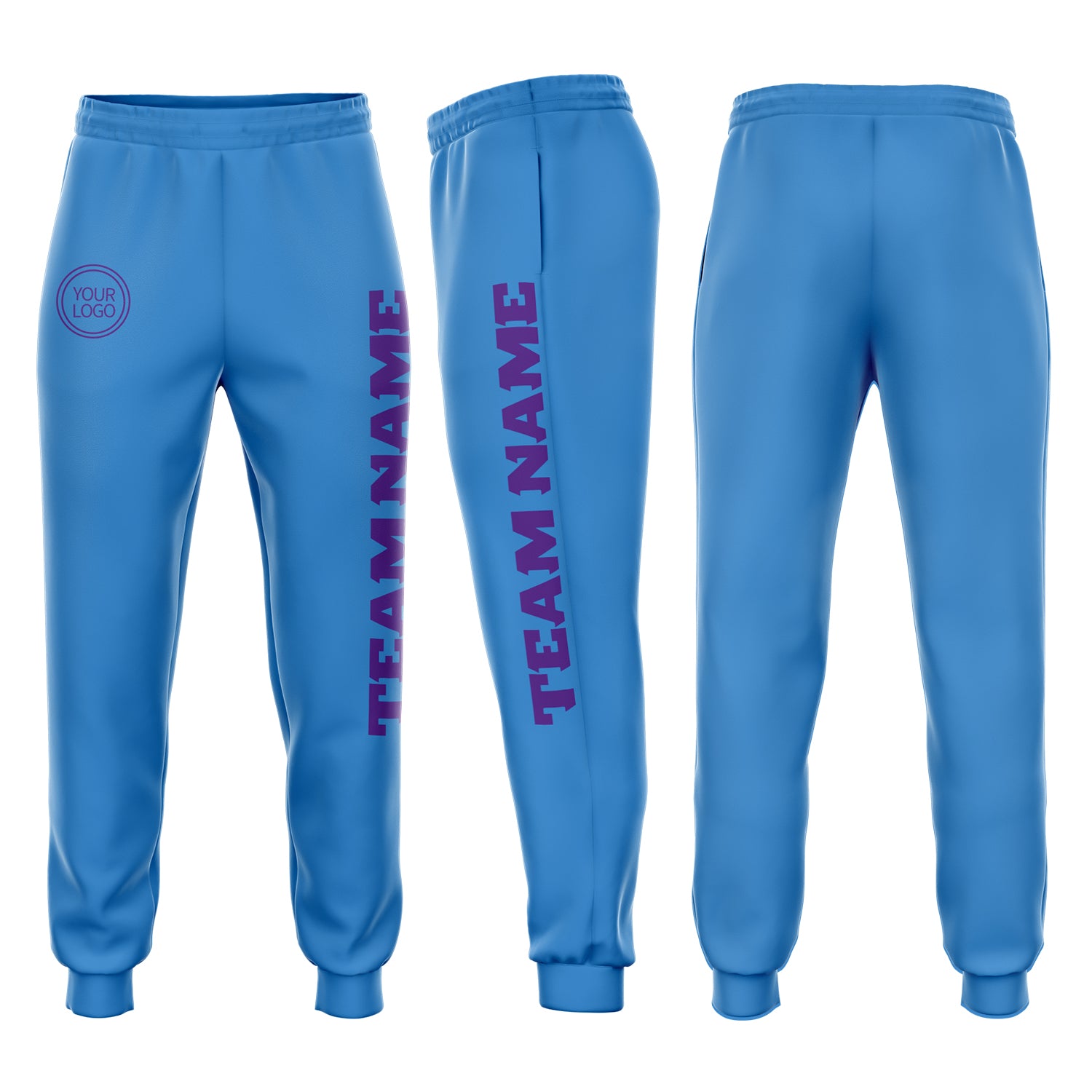 Custom Powder Blue Purple Fleece Jogger Sweatpants Powder Blue Purple Fleece Jogger Pants for Men and Women - Custom Sweatpants Custom Powder Blue Purple Fleece Jogger Sweatpants