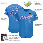 Custom Powder Blue Purple White Baseball Jersey - Authentic Team Apparel Custom Powder Blue Purple-White Authentic Baseball
