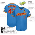 Custom Authentic Baseball Jersey in Powder Blue with Red and Gold Trim Custom Powder Blue Red-Gold Authentic Baseball Jersey
