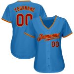 Custom Authentic Baseball Jersey in Powder Blue with Red and Gold Trim Custom Powder Blue Red-Gold Authentic Baseball Jersey