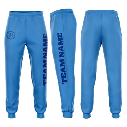 Powder Blue Jogger Sweatpants for Men and Women, Custom Royal Fleece Design Custom Powder Blue Royal Fleece Jogger Sweatpants