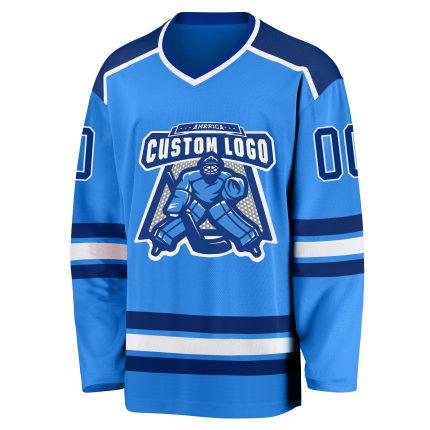 Custom Powder Blue Hockey Jersey - Royal White Team Jersey for Men and Women Custom Powder Blue Royal-White Hockey Jersey