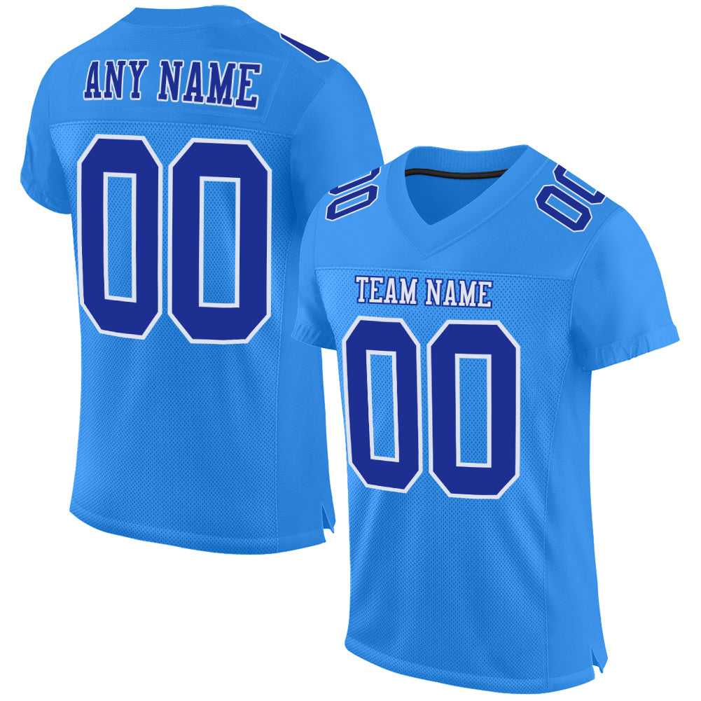 Authentic Football Jersey in Custom Powder Blue and Royal-White Mesh Custom Powder Blue Royal-White Mesh Authentic Football