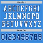 Custom powder blue, royal and white mesh throwback football jersey, side view