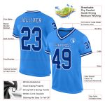 Custom powder blue, royal and white mesh throwback football jersey, back view