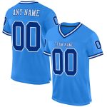 Custom powder blue, royal and white mesh throwback football jersey