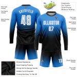 Custom Powder Blue Soccer Jersey - White-Black Sublimation Long Sleeve Fade Fashion Uniform Custom Powder Blue White-Black