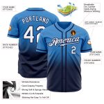 Powder Blue White Navy Authentic Baseball Jersey - Custom Fade Fashion Style Custom Powder Blue White-Navy Authentic Fade