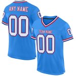 Custom Powder Blue White-Royal Authentic Throwback Football Jersey - Personalized Mesh Design Custom Powder Blue White-Royal