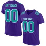 Custom Purple Aqua-White Authentic Football Jersey - Personalized Mesh Sports Apparel Custom Purple Aqua-White Mesh Authentic