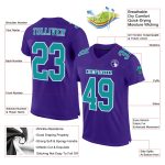 Custom Purple Aqua-White Authentic Football Jersey - Personalized Mesh Sports Apparel Custom Purple Aqua-White Mesh Authentic