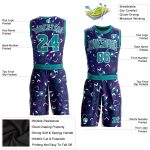 Custom Purple Aqua-White Music Festival Jersey Sublimation Basketball Suit Round Neck Custom Purple Aqua-White Music Festival